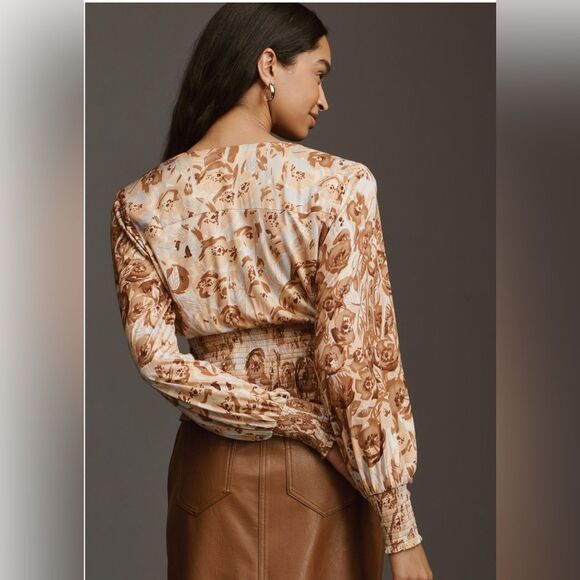 Anthropologie Tiny Valentina Long Sleeve Floral Printed Surplice Top. NWT small - Picture 3 of 9